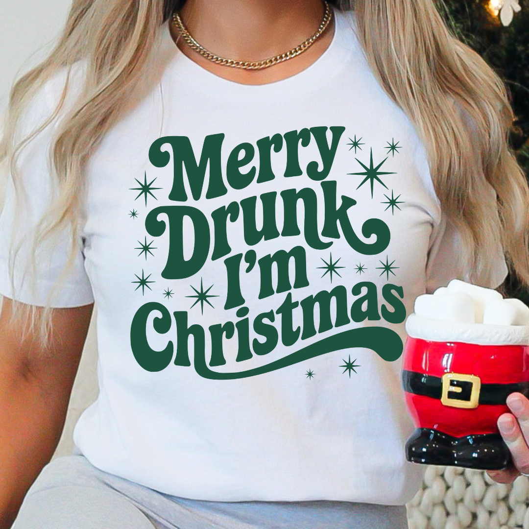 Merry Drunk I'm Christmas Green
