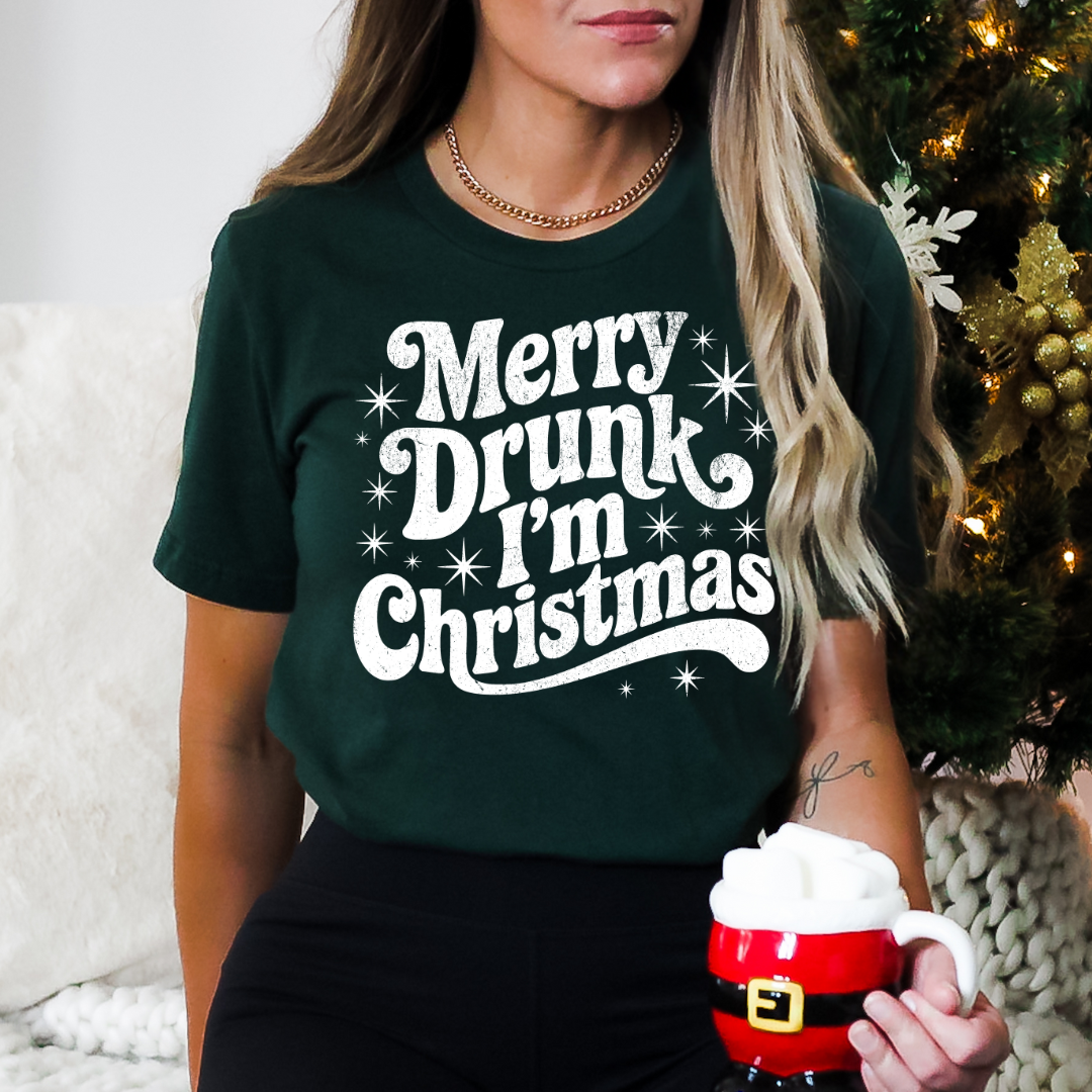 Merry Drunk I'm Christmas White Grunge