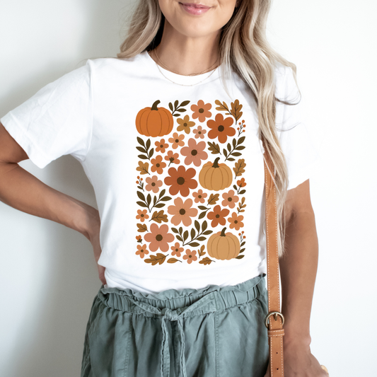 Retro Fall Floral & Pumpkin