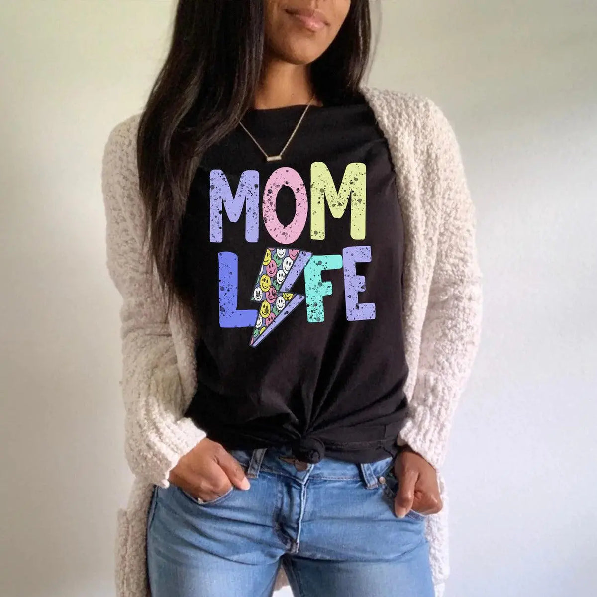 Distressed Mom Life Bolt - Happy Style Co