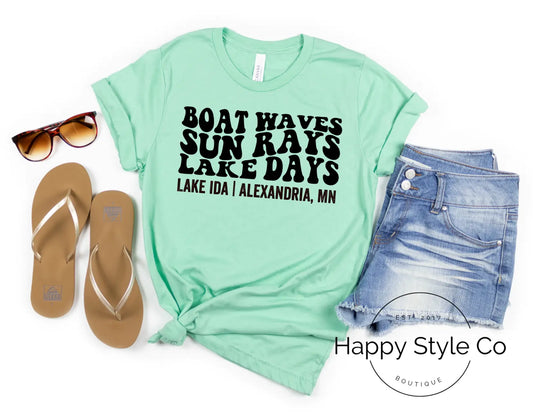 Custom Boat Waves Sun Rays Lake Days
